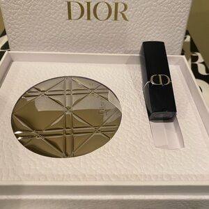 Dior Silver Mirror and Lipstick Set